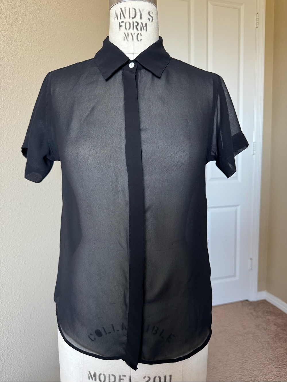 Neuw Sheer Black Short-Sleeve Button-Down Shirt